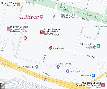Google map showing Amtrak station